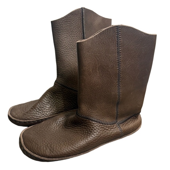 Sundance Boots Brown Mens US 11 Mid Calf Textured Leather Contrast Stitching